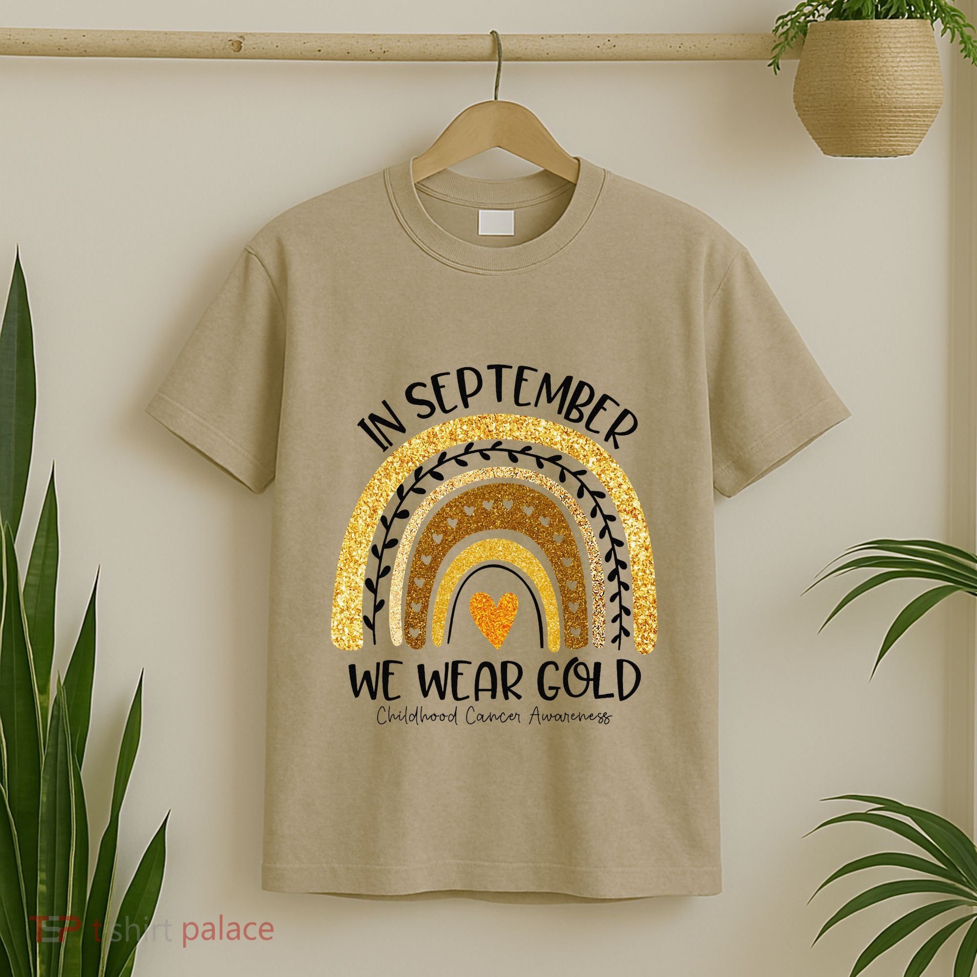 In September We Wear Gold Rainbow Childhood Cancer Awareness Gift T-Shirt
