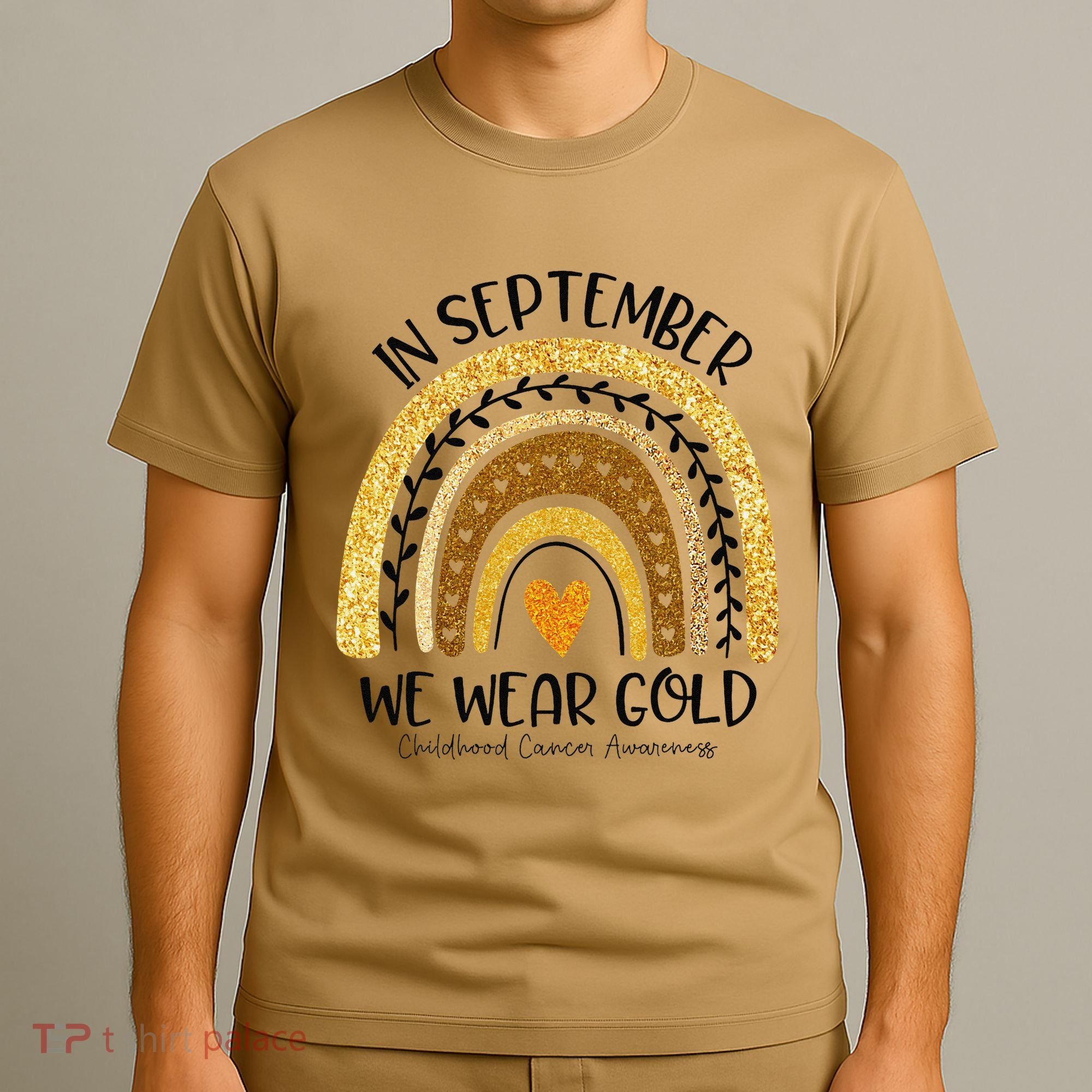 In September We Wear Gold Rainbow Childhood Cancer Awareness Gift T-Shirt