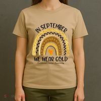 In September We Wear Gold Rainbow Childhood Cancer Awareness Gift T-Shirt thumb 4