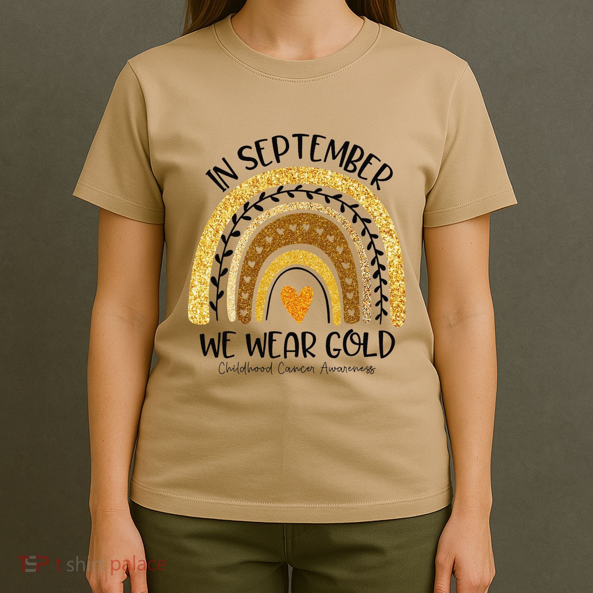 In September We Wear Gold Rainbow Childhood Cancer Awareness Gift T-Shirt