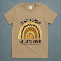 In September We Wear Gold Rainbow Childhood Cancer Awareness Gift T-Shirt thumb 5