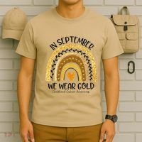 In September We Wear Gold Rainbow Childhood Cancer Awareness Gift T-Shirt thumb 6