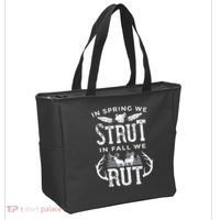 In Spring We Strut In Fall We Rut Turkey & Deer Hunters Tote Bag thumb 2