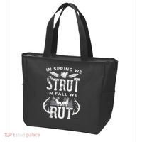 In Spring We Strut In Fall We Rut Turkey & Deer Hunters Tote Bag thumb 3