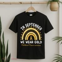 In September We Wear Gold Rainbow Childhood Cancer Awareness T-Shirt thumb 2