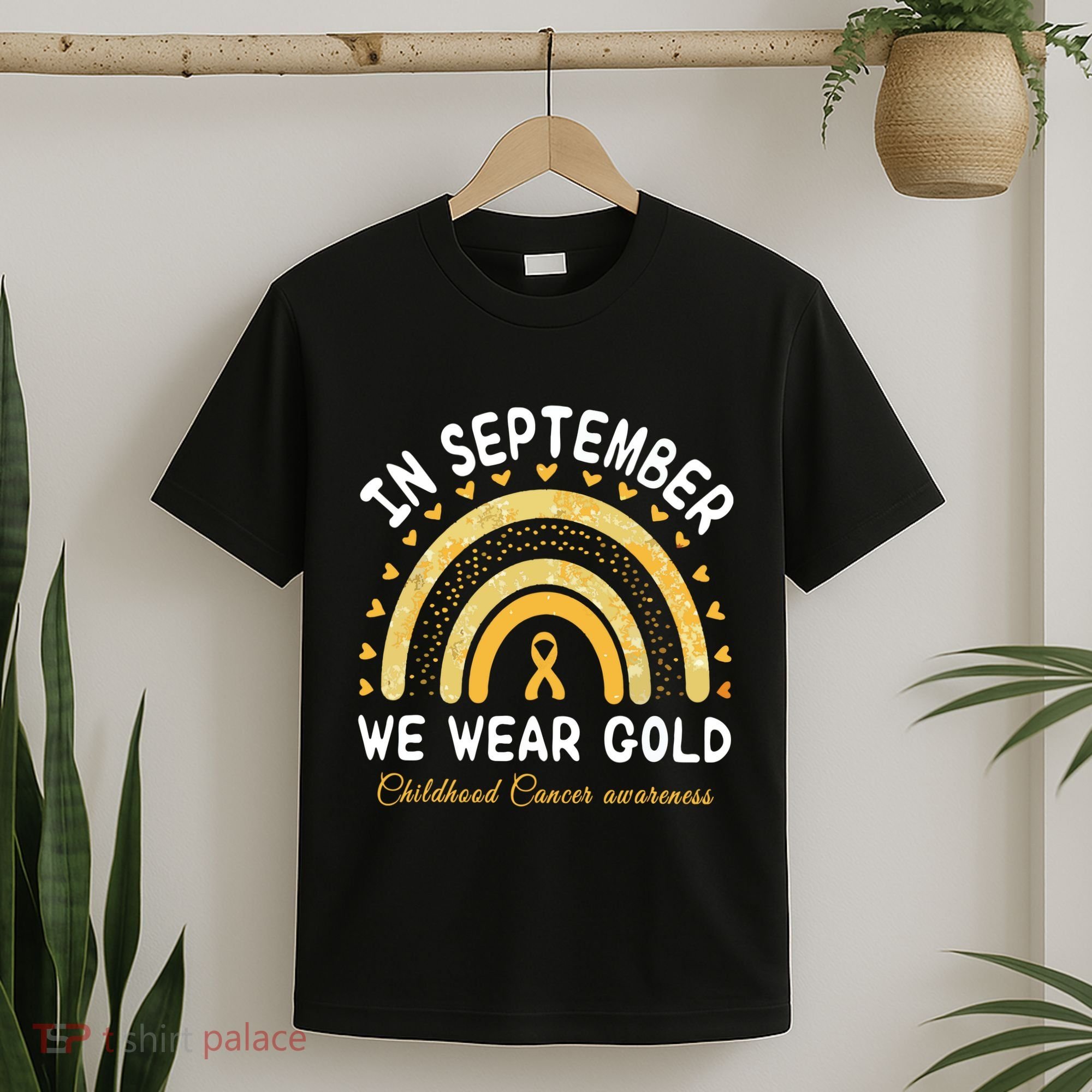 In September We Wear Gold Rainbow Childhood Cancer Awareness T-Shirt