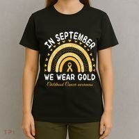 In September We Wear Gold Rainbow Childhood Cancer Awareness T-Shirt thumb 4