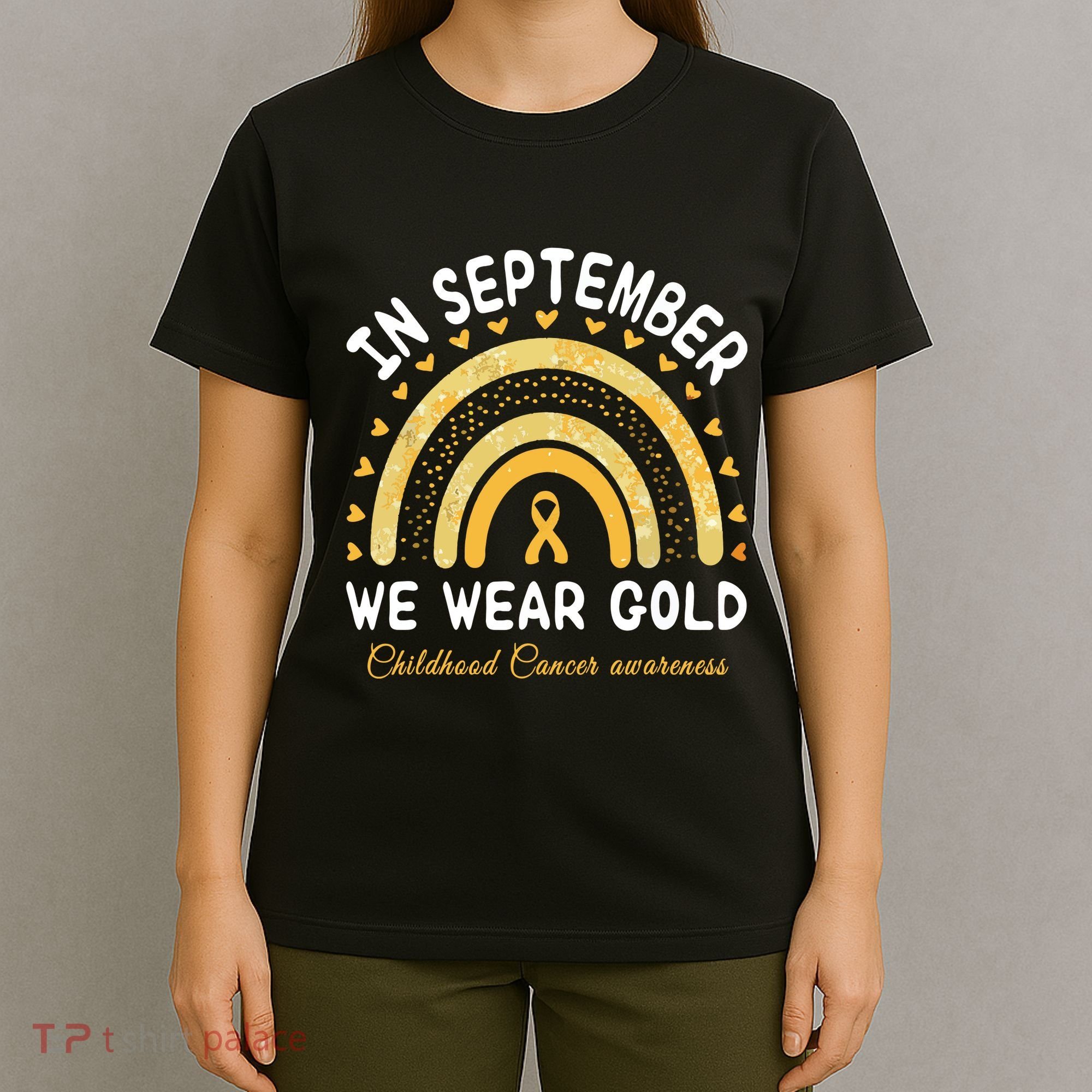 In September We Wear Gold Rainbow Childhood Cancer Awareness T-Shirt