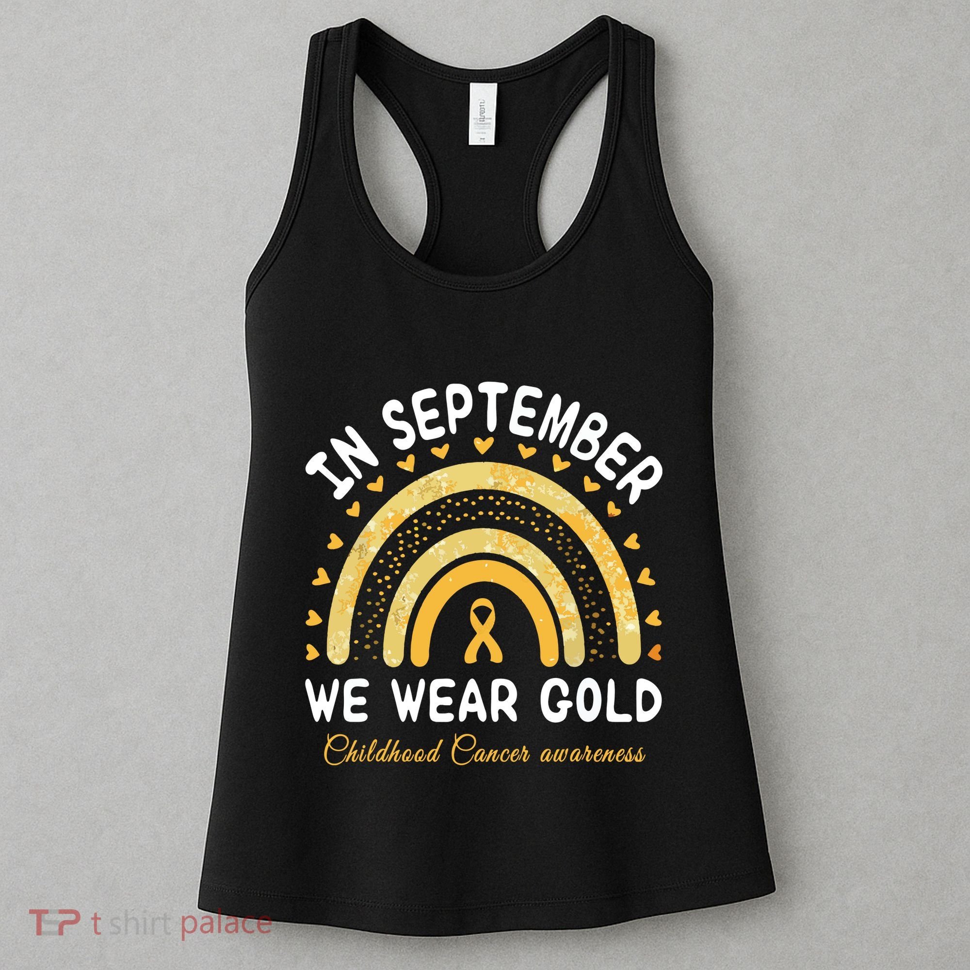 In September We Wear Gold Rainbow Childhood Cancer Awareness Women's Tank Top