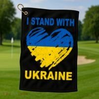 I Stand With Ukraine Heart Golf Towel thumb 1