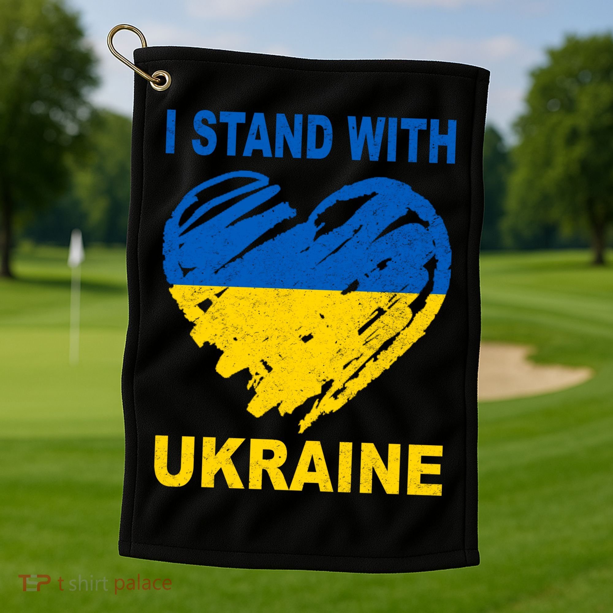I Stand With Ukraine Heart Golf Towel