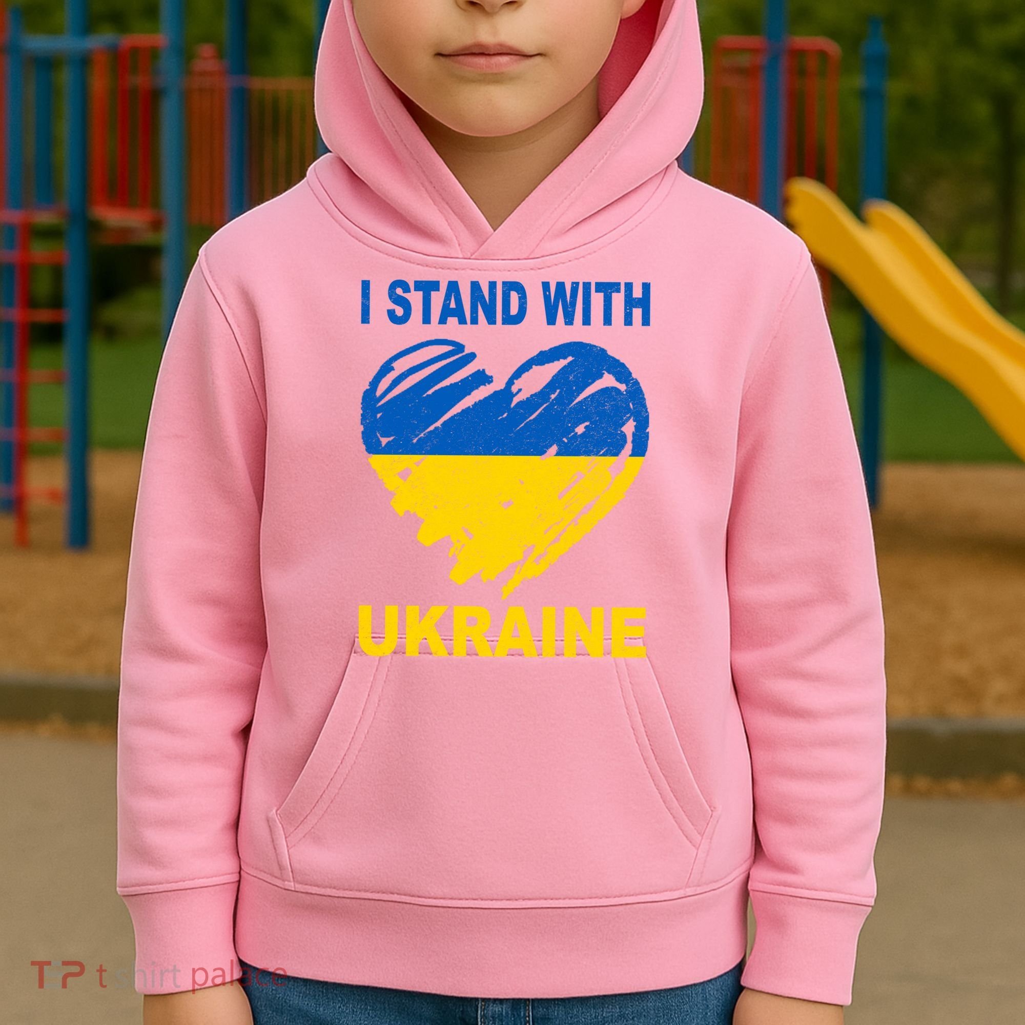 I Stand With Ukraine Heart Kids Hoodie