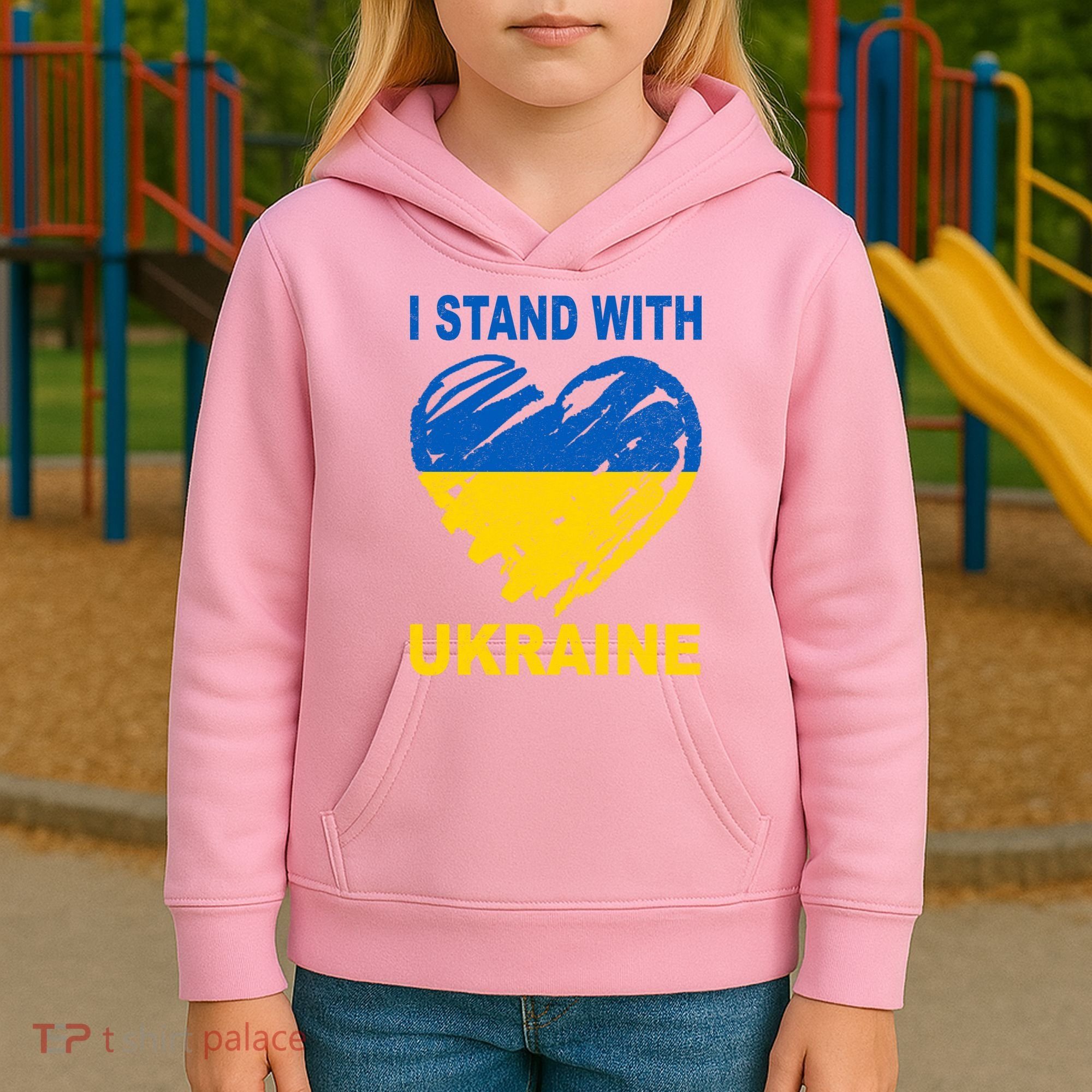 I Stand With Ukraine Heart Kids Hoodie