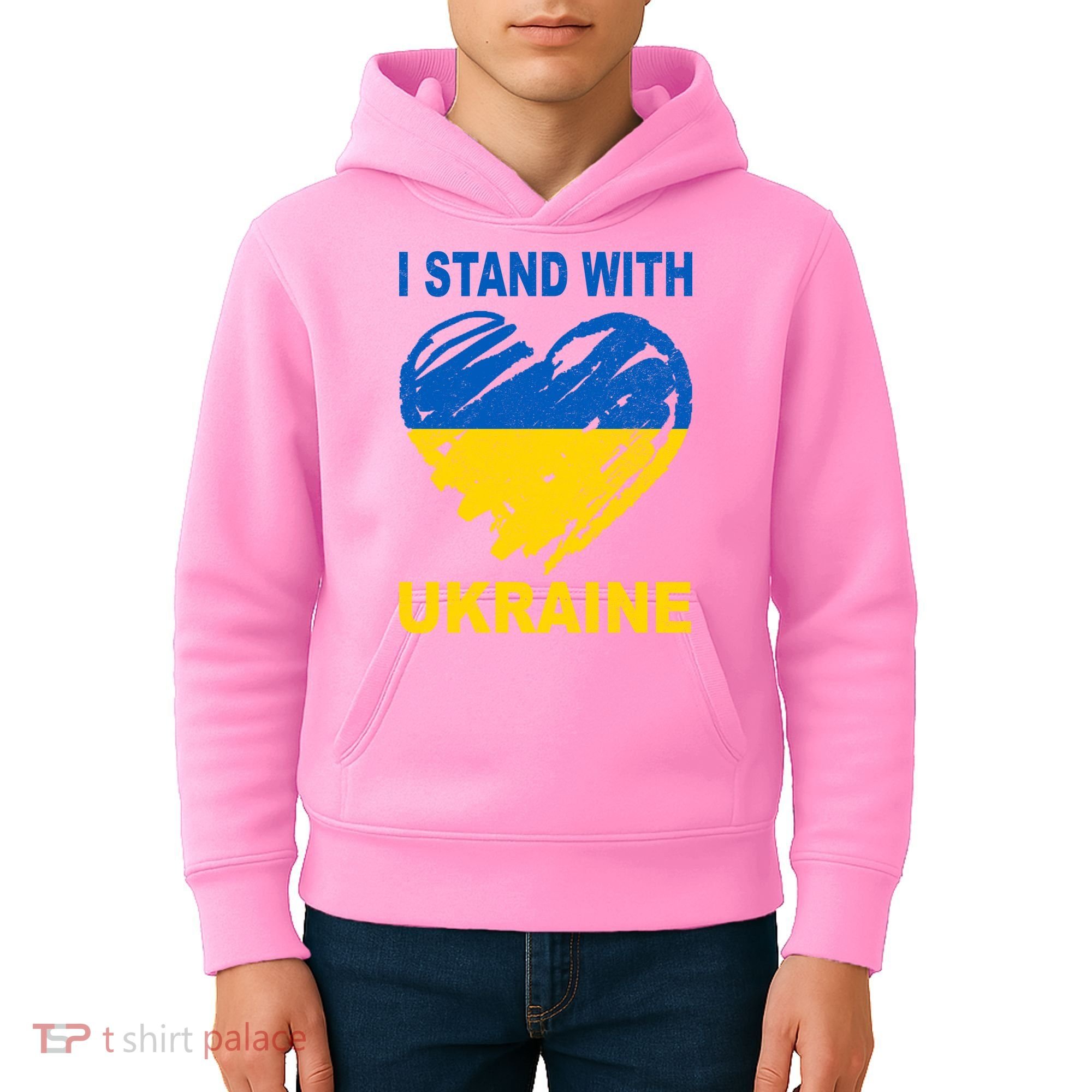 I Stand With Ukraine Heart Kids Hoodie