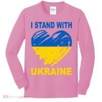 I Stand With Ukraine Heart Kids Long Sleeve Shirt thumb 0