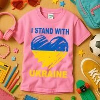 I Stand With Ukraine Heart Kids T-Shirt thumb 3