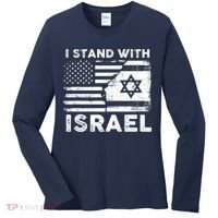 I Stand With Israel Support Israel Us And Israel Flag Women's Long Sleeve Shirt thumb 0