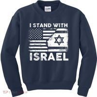 I Stand With Israel Support Israel Us And Israel Flag Kids Sweatshirt thumb 0