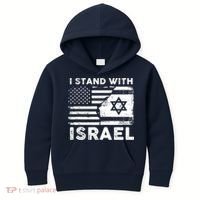 I Stand With Israel Support Israel Us And Israel Flag Kids Hoodie thumb 0