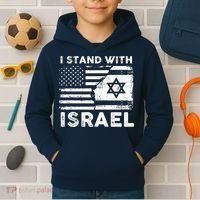 I Stand With Israel Support Israel Us And Israel Flag Kids Hoodie thumb 2