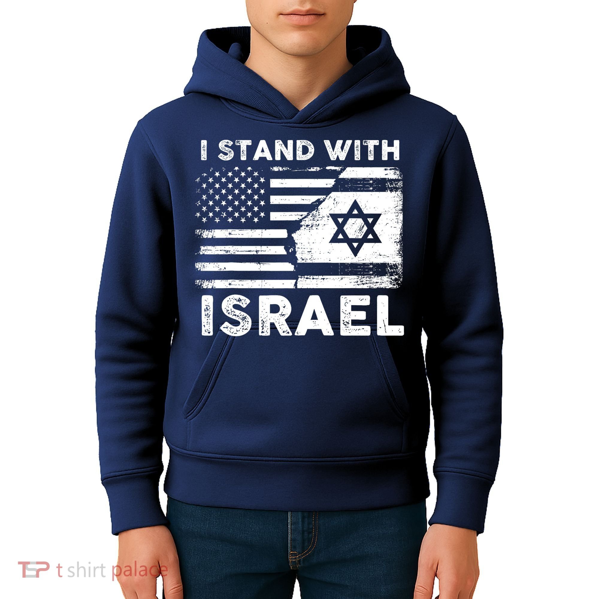 I Stand With Israel Support Israel Us And Israel Flag Kids Hoodie