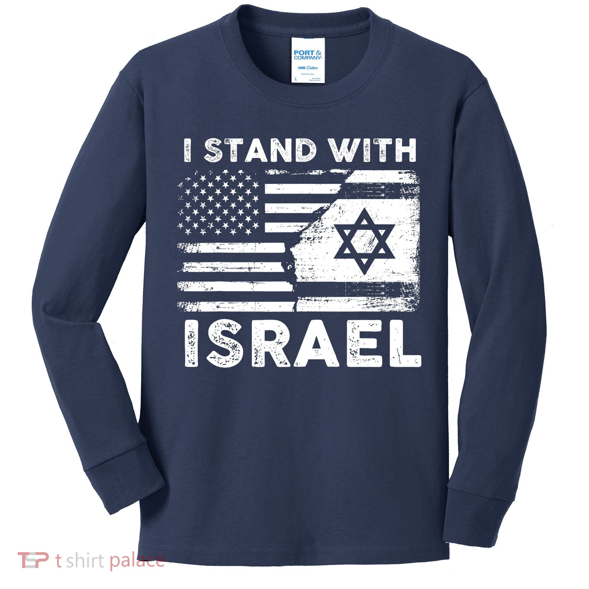 I Stand With Israel Support Israel Us And Israel Flag Kids Long Sleeve Shirt