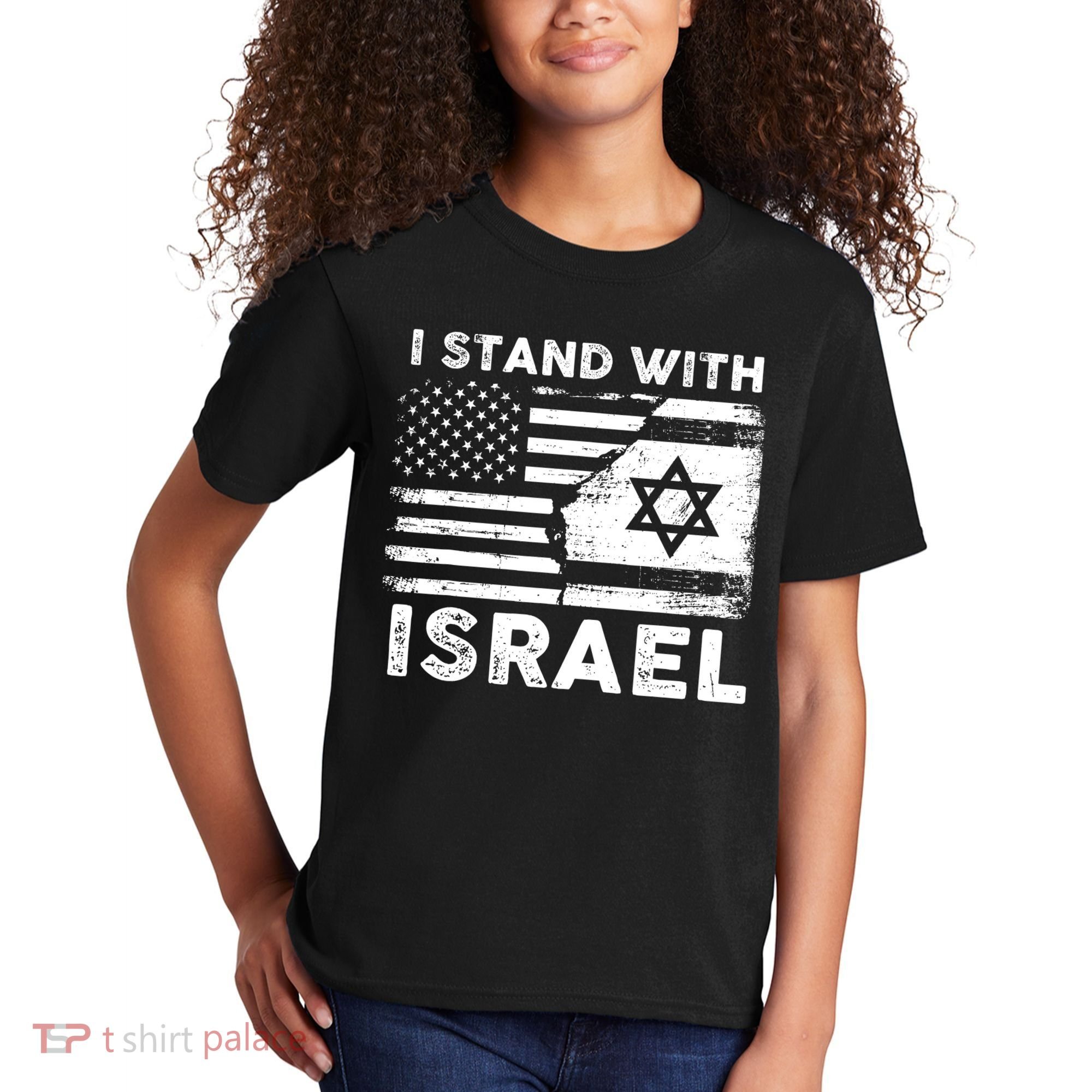 I Stand With Israel Support Israel Us And Israel Flag Kids T-Shirt