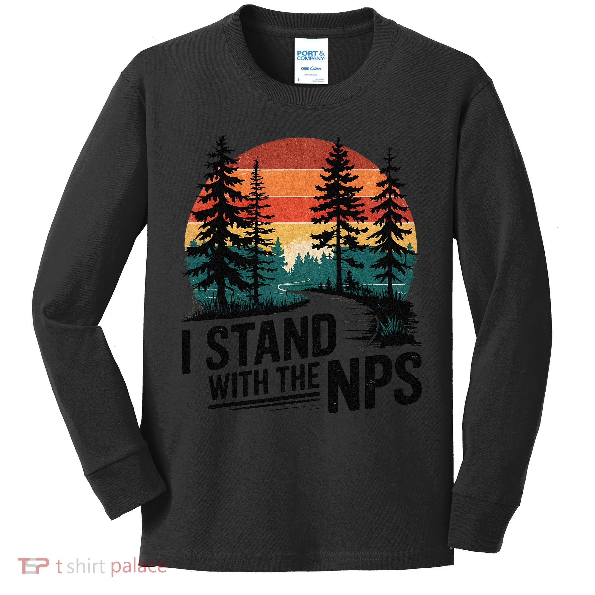I Stand With The NPS National Park Support Park Rangers Kids Long Sleeve Shirt