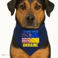 I Stand With Ukraine USA Ukrainian Pride Support USA-Made Doggie Bandana thumb 1