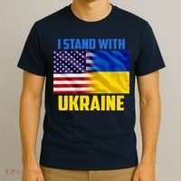 I Stand With Ukraine USA Ukrainian Pride Support T-Shirt thumb 3