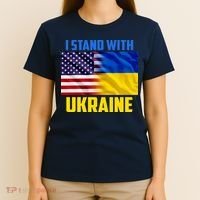 I Stand With Ukraine USA Ukrainian Pride Support T-Shirt thumb 4