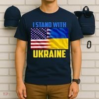 I Stand With Ukraine USA Ukrainian Pride Support T-Shirt thumb 6
