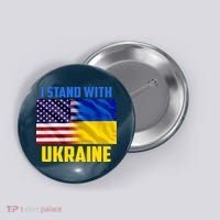 I Stand With Ukraine USA Ukrainian Pride Support Button thumb 0