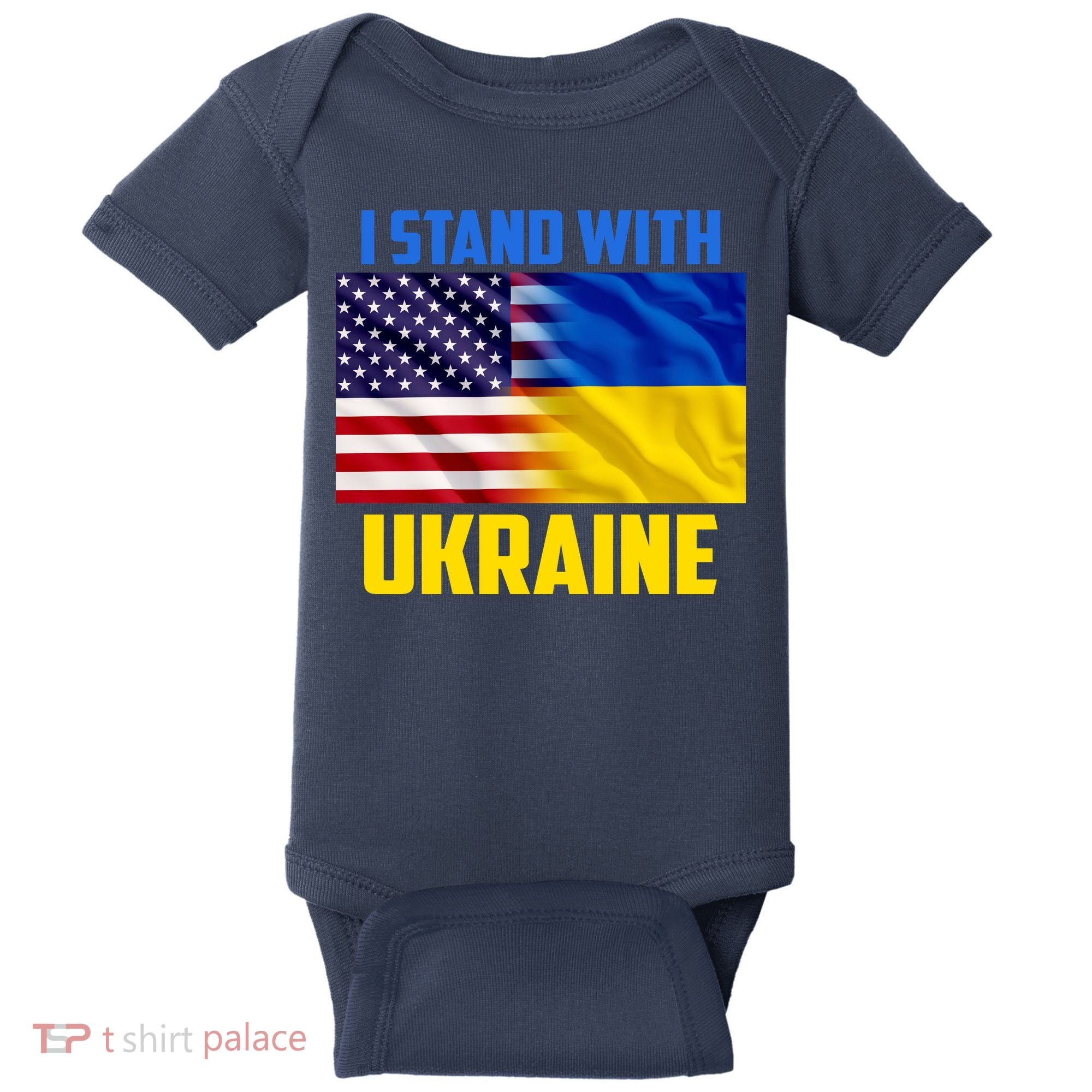 I Stand With Ukraine USA Ukrainian Pride Support Baby Bodysuit