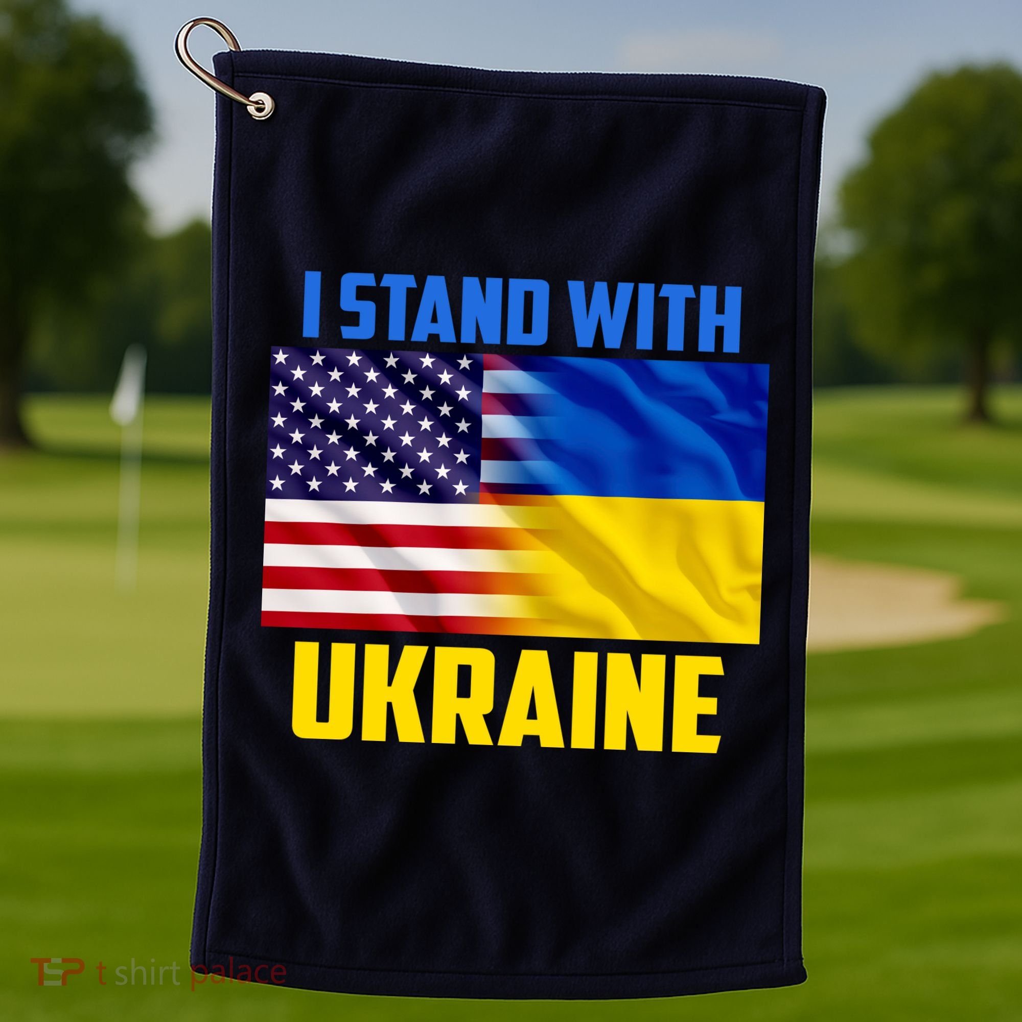 I Stand With Ukraine USA Ukrainian Pride Support Golf Towel