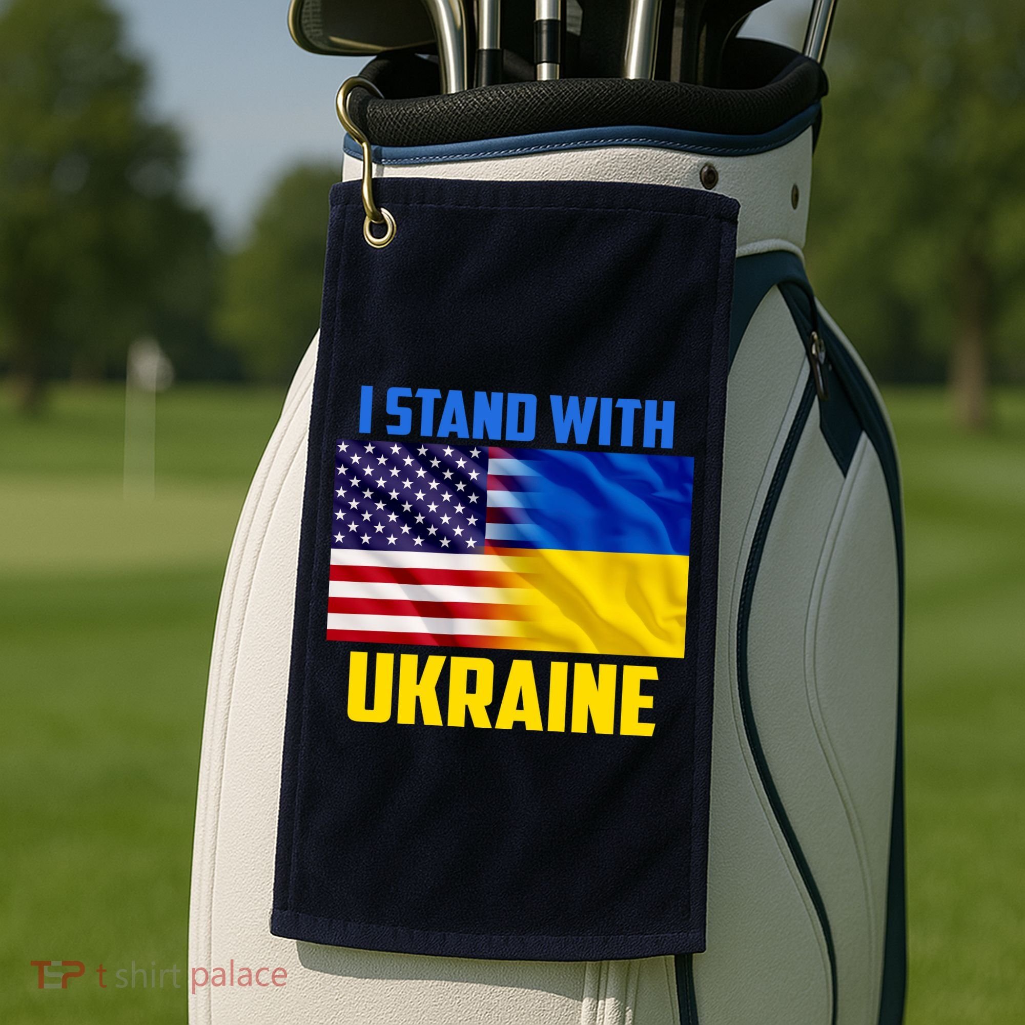I Stand With Ukraine USA Ukrainian Pride Support Golf Towel