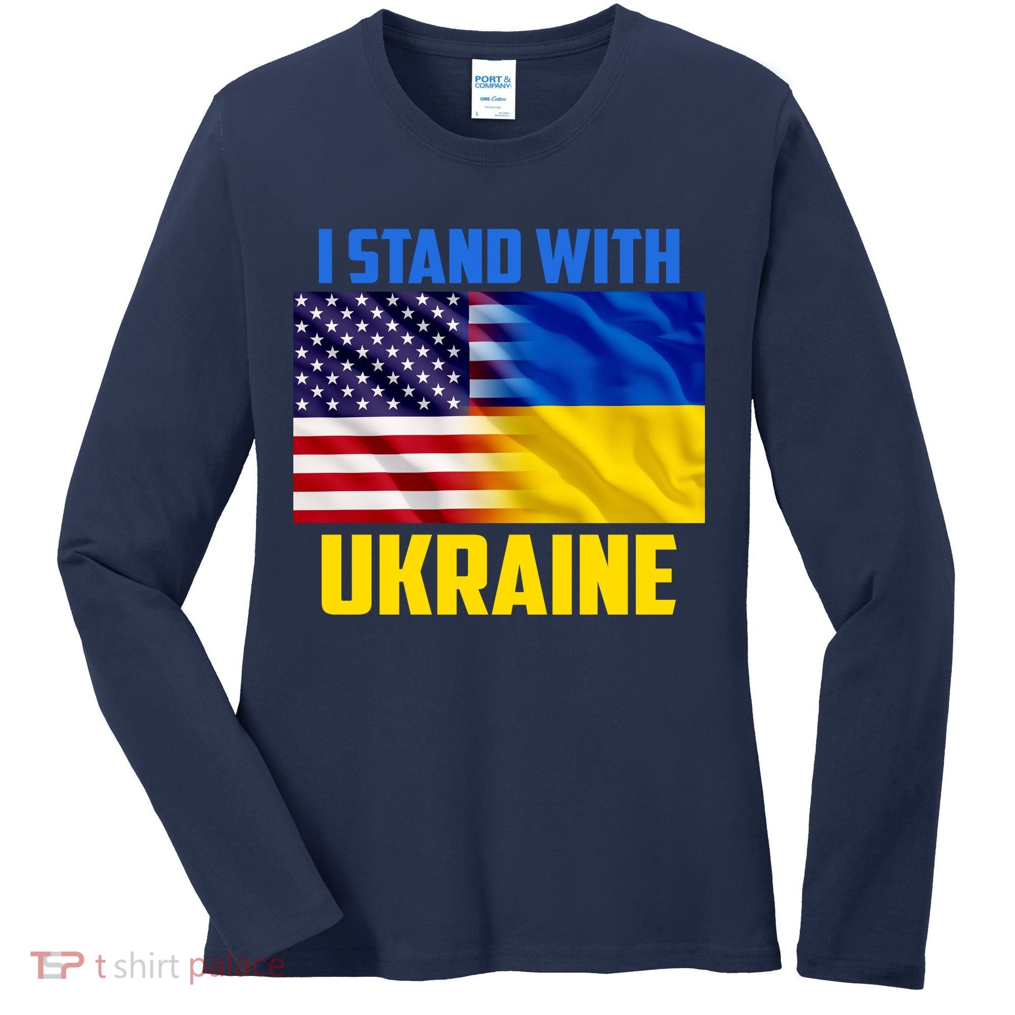 I Stand With Ukraine USA Ukrainian Pride Support Women's Long Sleeve Shirt