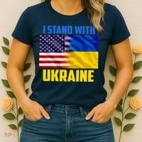 I Stand With Ukraine USA Ukrainian Pride Support Women's T-Shirt thumb 2