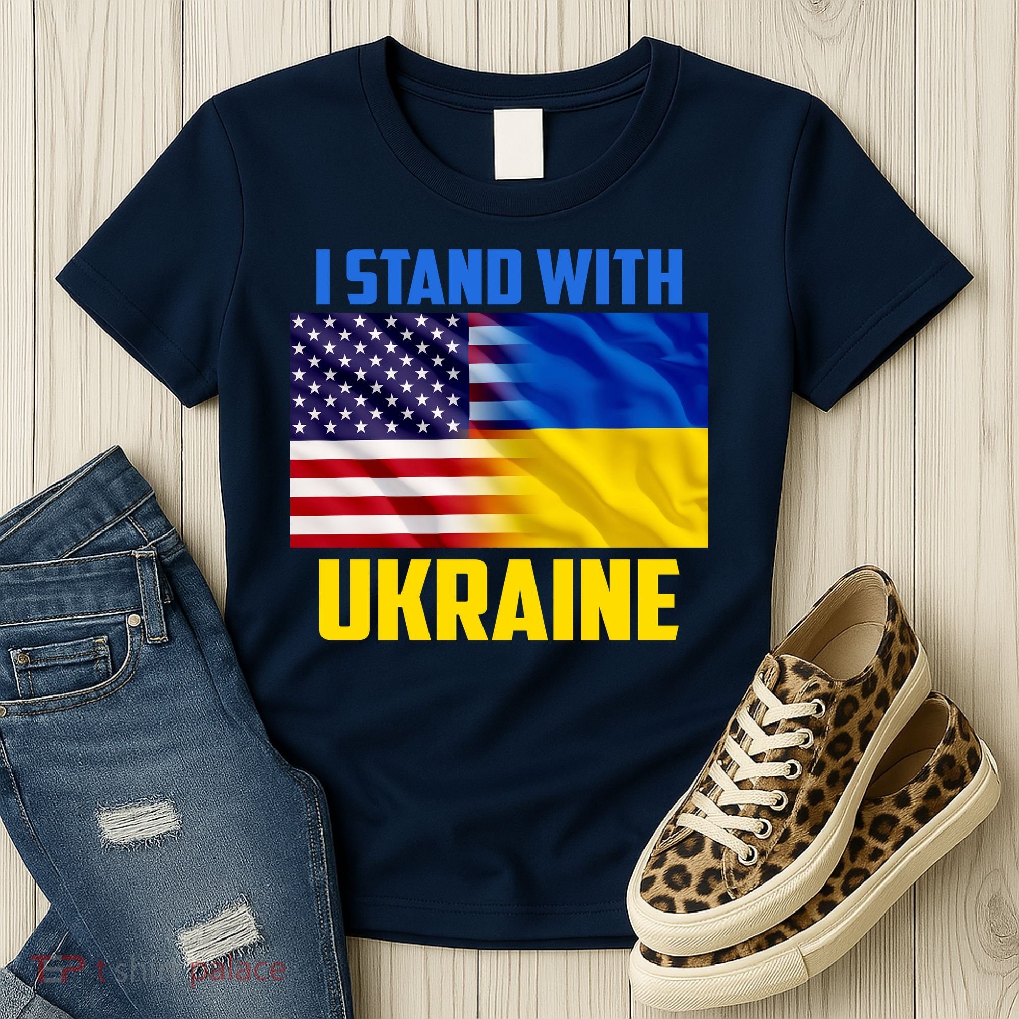 I Stand With Ukraine USA Ukrainian Pride Support Women's T-Shirt