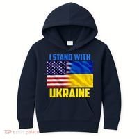 I Stand With Ukraine USA Ukrainian Pride Support Kids Hoodie thumb 0