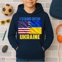 I Stand With Ukraine USA Ukrainian Pride Support Kids Hoodie thumb 2