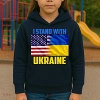 I Stand With Ukraine USA Ukrainian Pride Support Kids Hoodie thumb 3