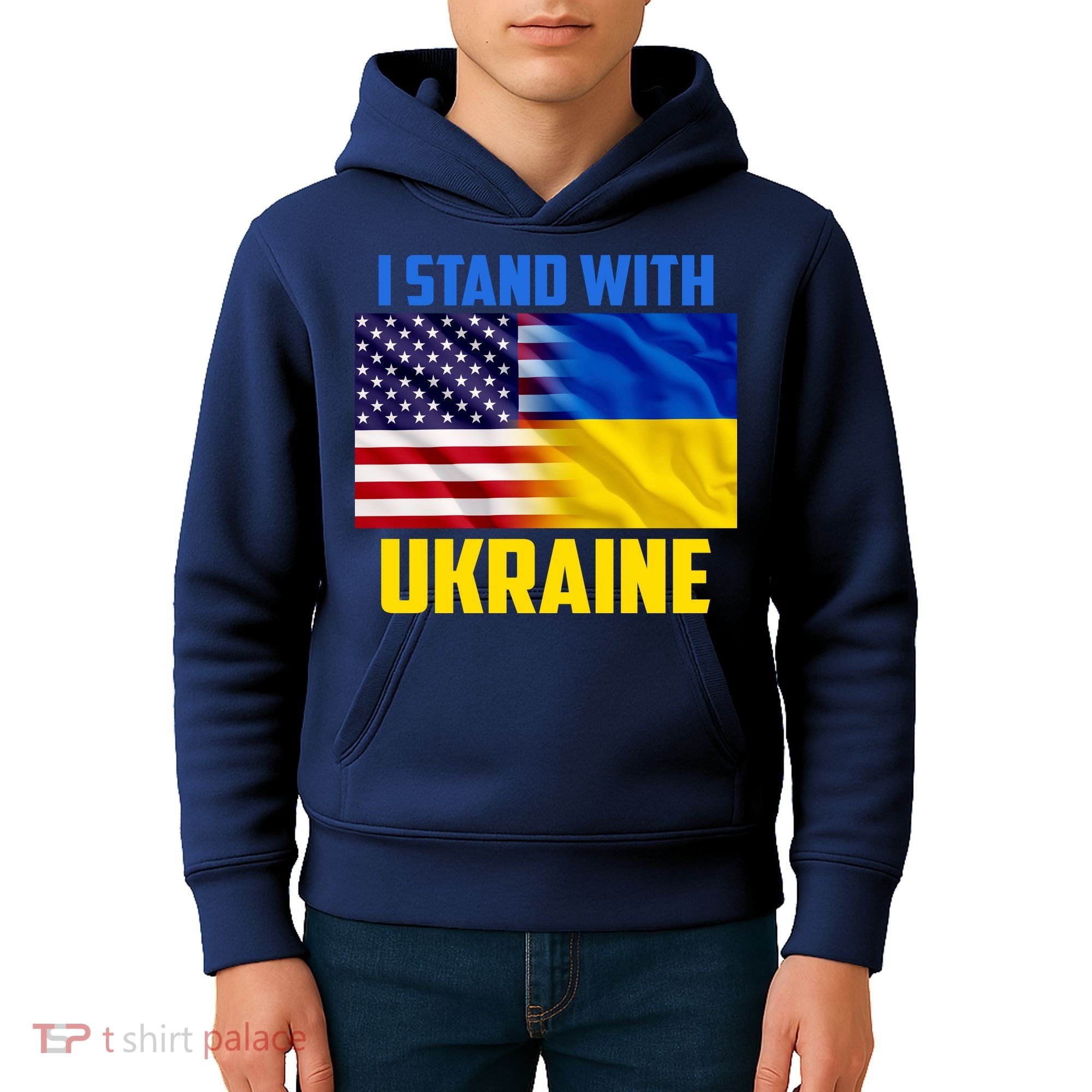 I Stand With Ukraine USA Ukrainian Pride Support Kids Hoodie