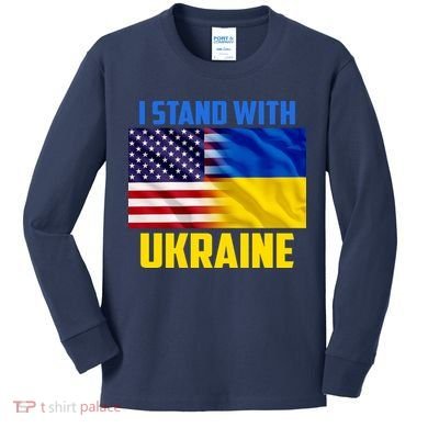 I Stand With Ukraine USA Ukrainian Pride Support Kids Long Sleeve Shirt