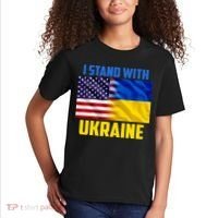 I Stand With Ukraine USA Ukrainian Pride Support Kids T-Shirt thumb 2