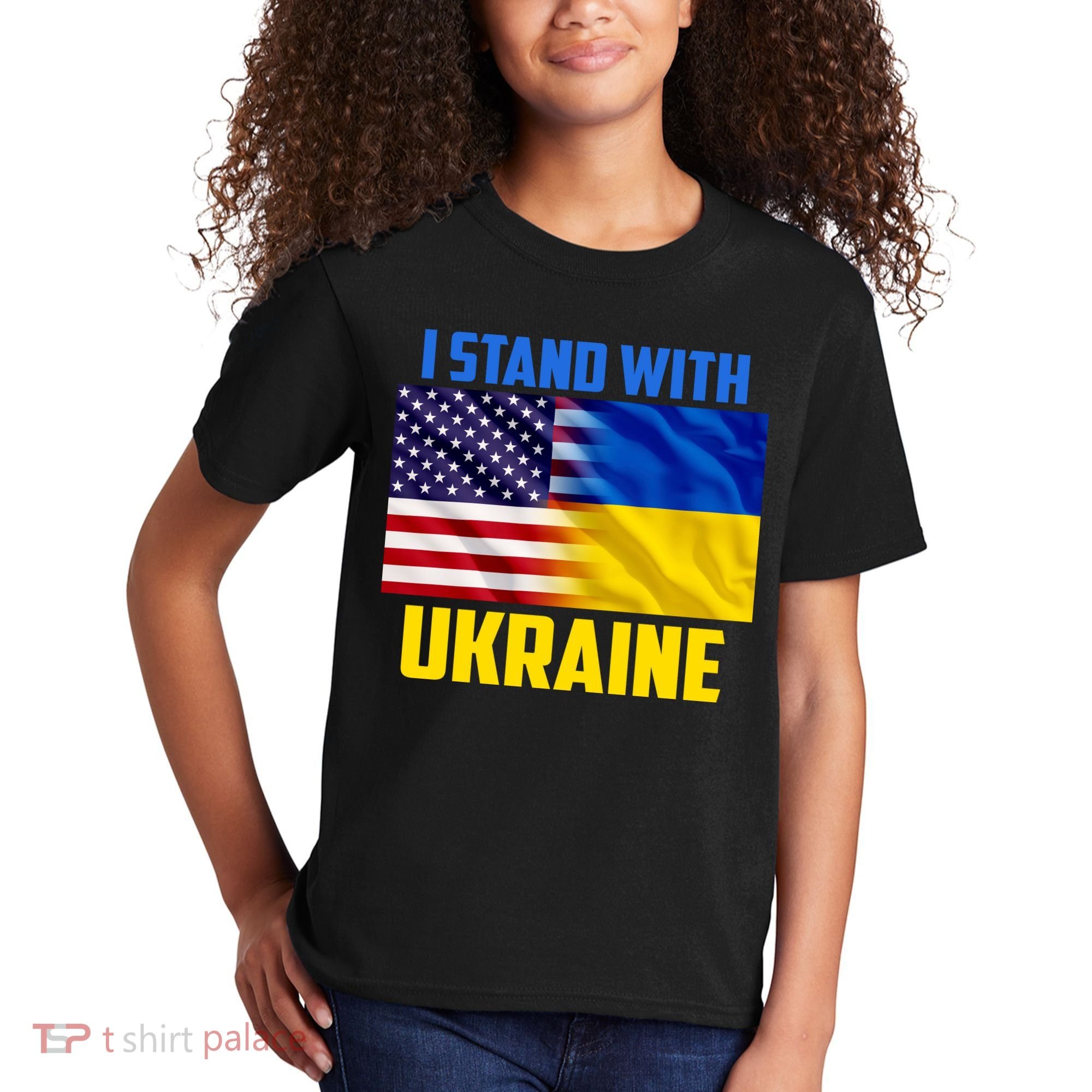 I Stand With Ukraine USA Ukrainian Pride Support Kids T-Shirt