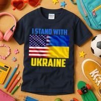 I Stand With Ukraine USA Ukrainian Pride Support Kids T-Shirt thumb 3