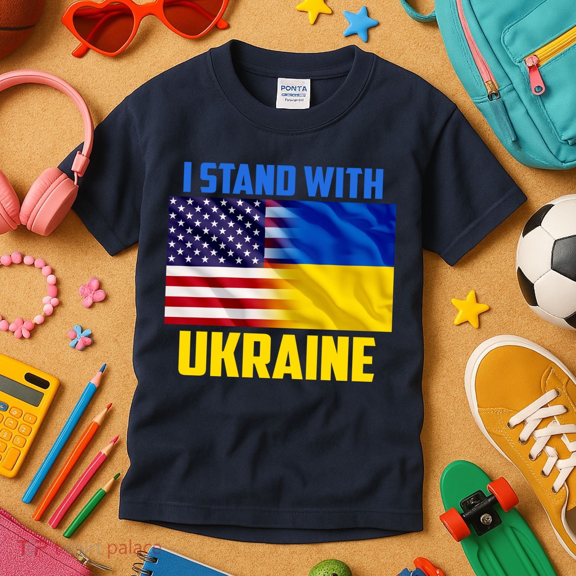 I Stand With Ukraine USA Ukrainian Pride Support Kids T-Shirt