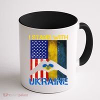 I Stand With Ukraine Heart USA Flag Coffee Mug thumb 1