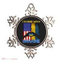 I Stand With Ukraine Heart USA Flag Ornament thumb 0